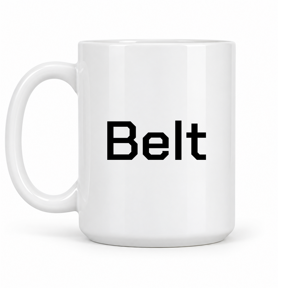 Belt Mug in white with handle left