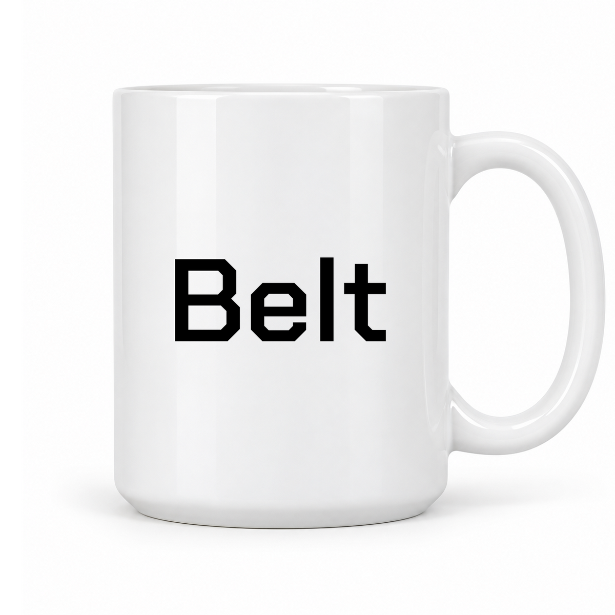 Belt Mug in white with handle right