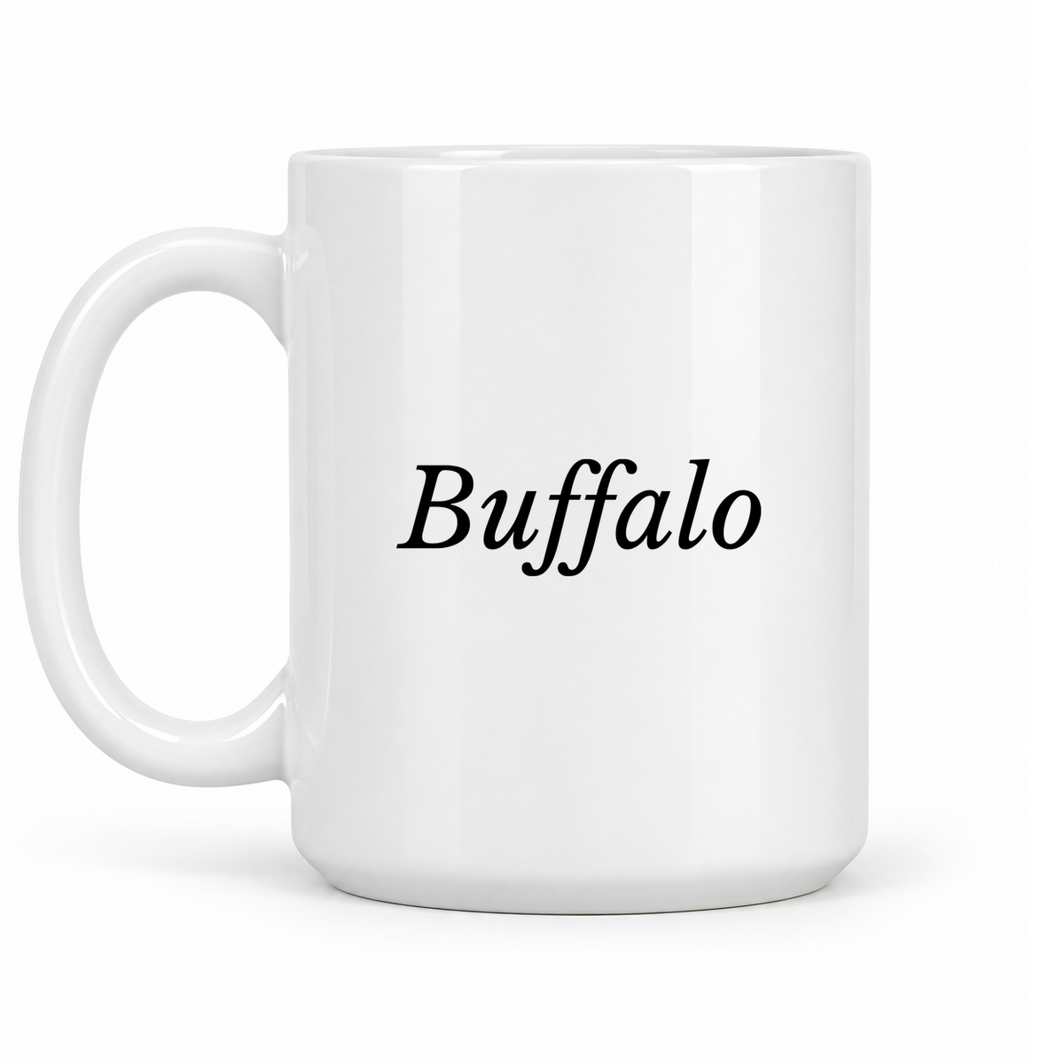 Buffalo Mug in white with handle left