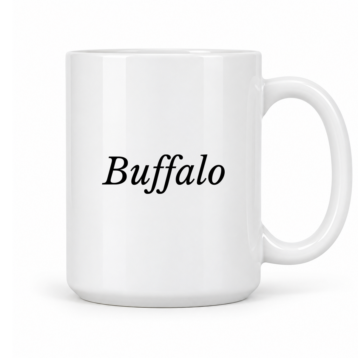 Buffalo Mug in white with handle right