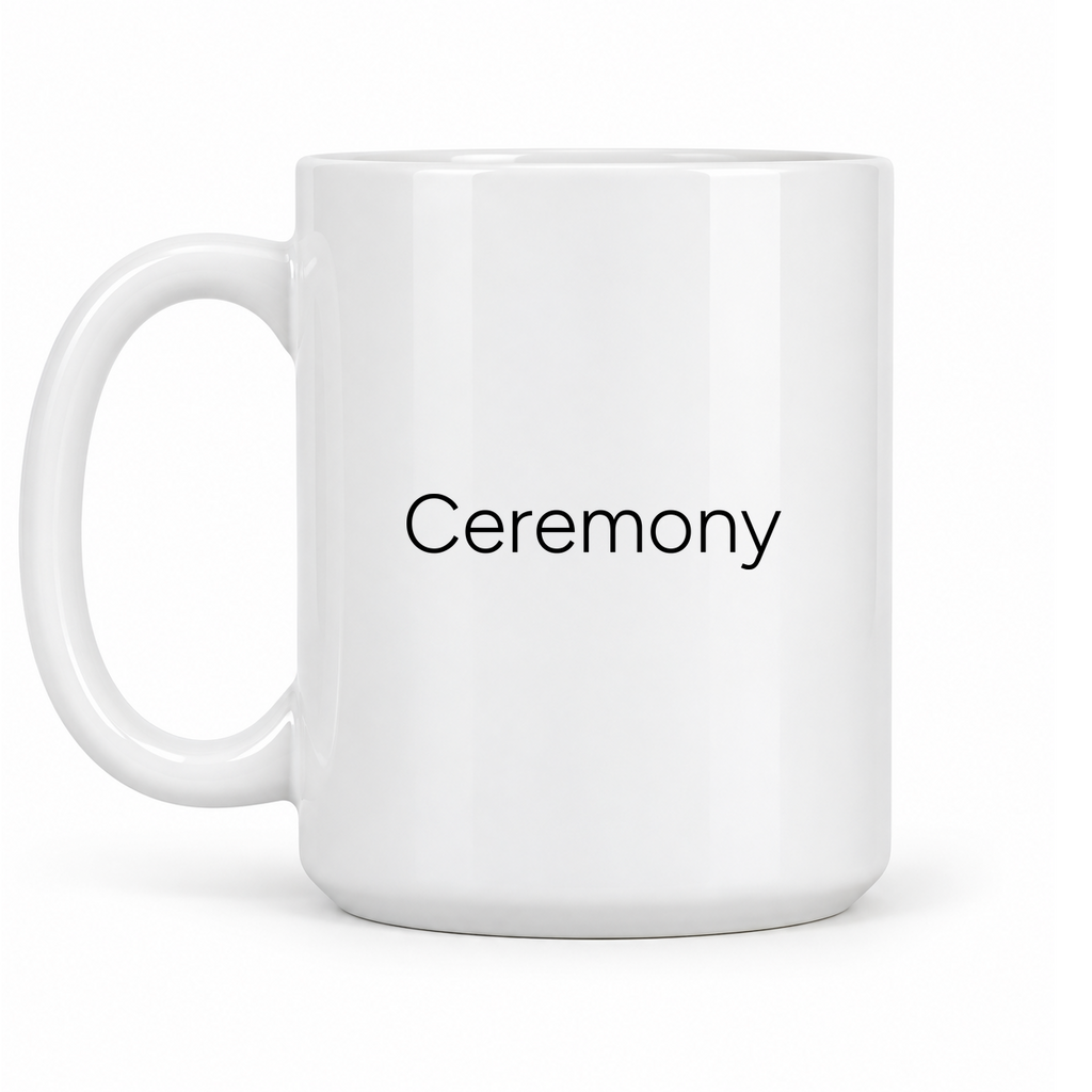 Ceremony Mug in white with handle left