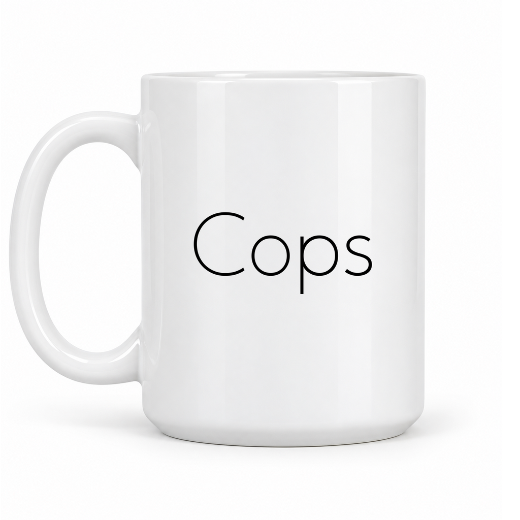 Cops Mug in white with handle left