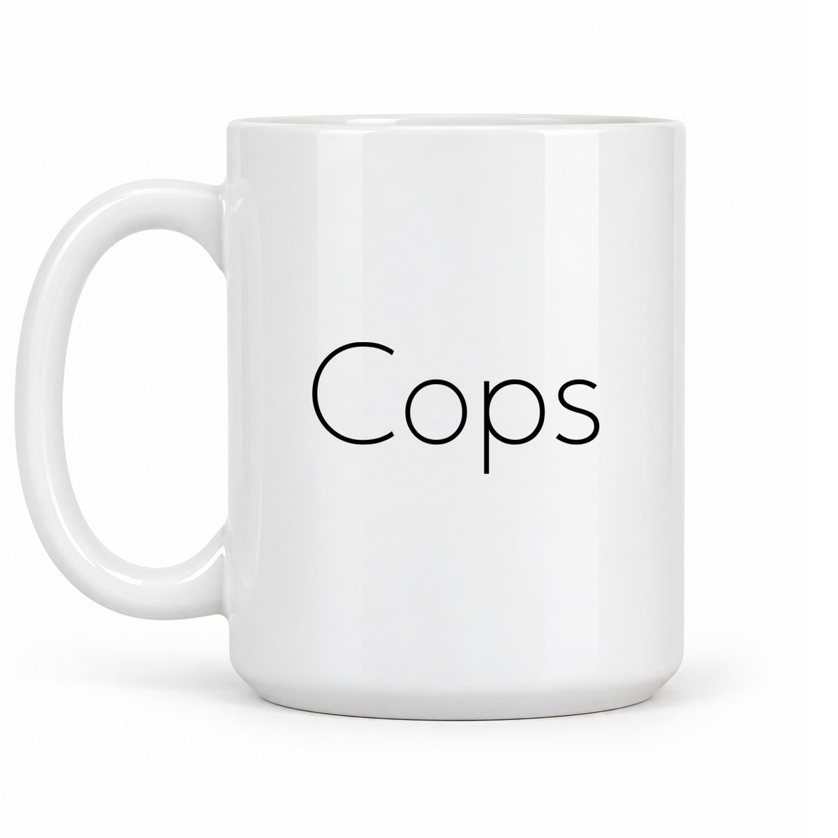 Cops Mug in white with handle left