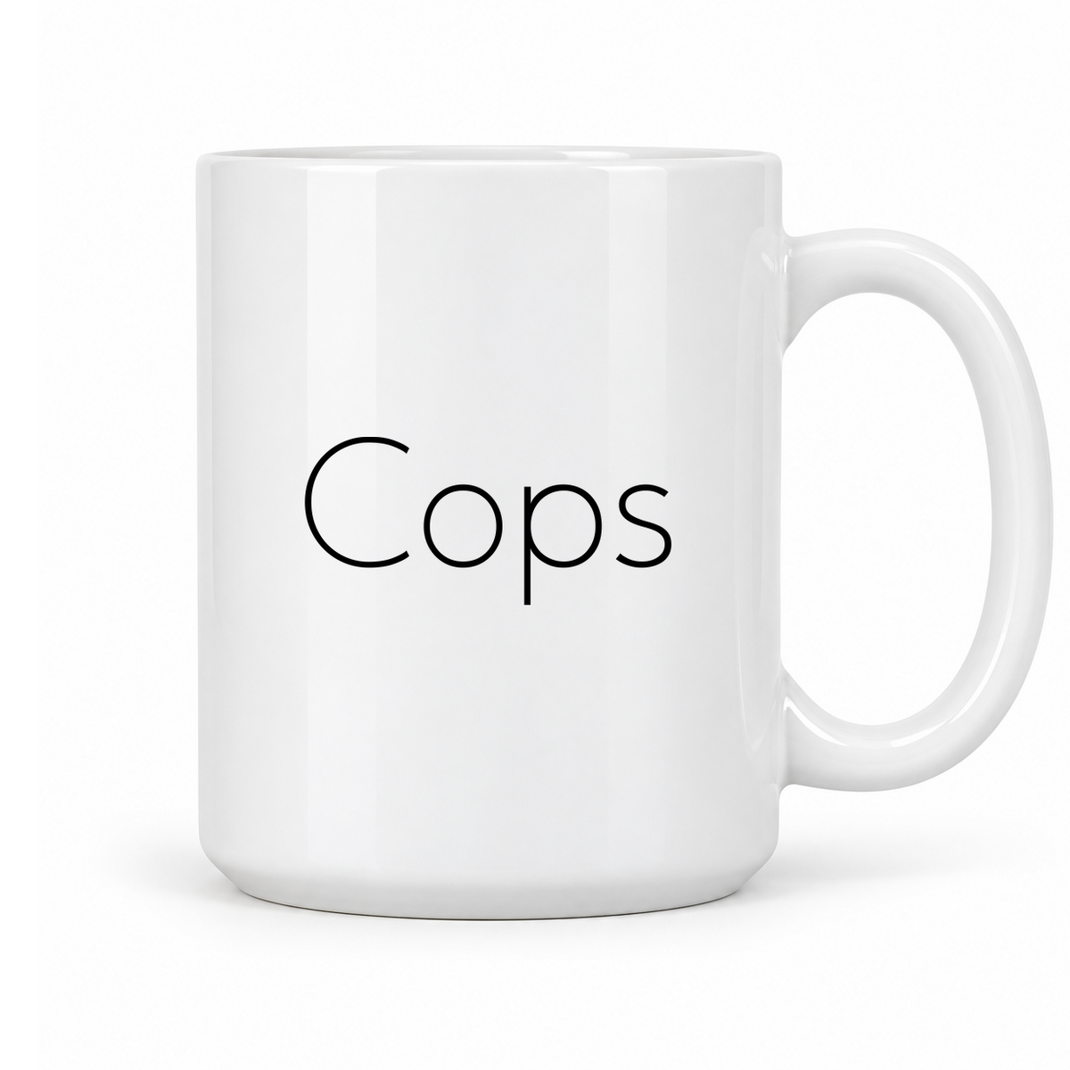 Cops Mug in white with handle right