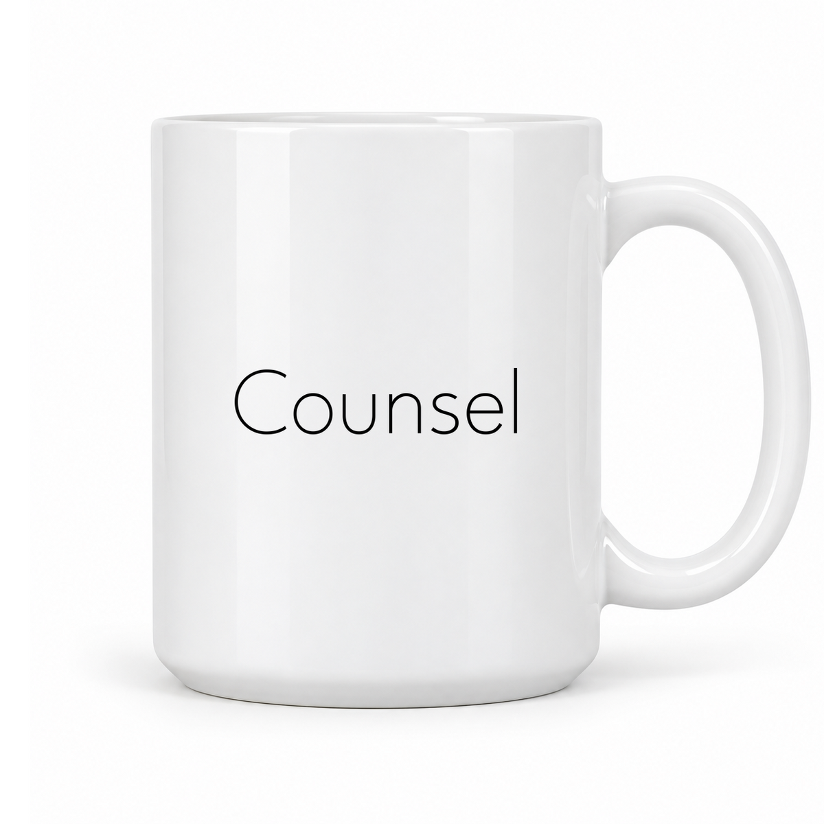 Counsel Mug in white with handle right