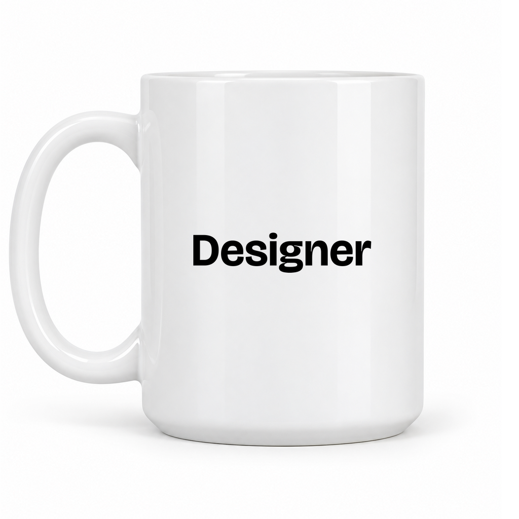 Designer Mug in white with handle left