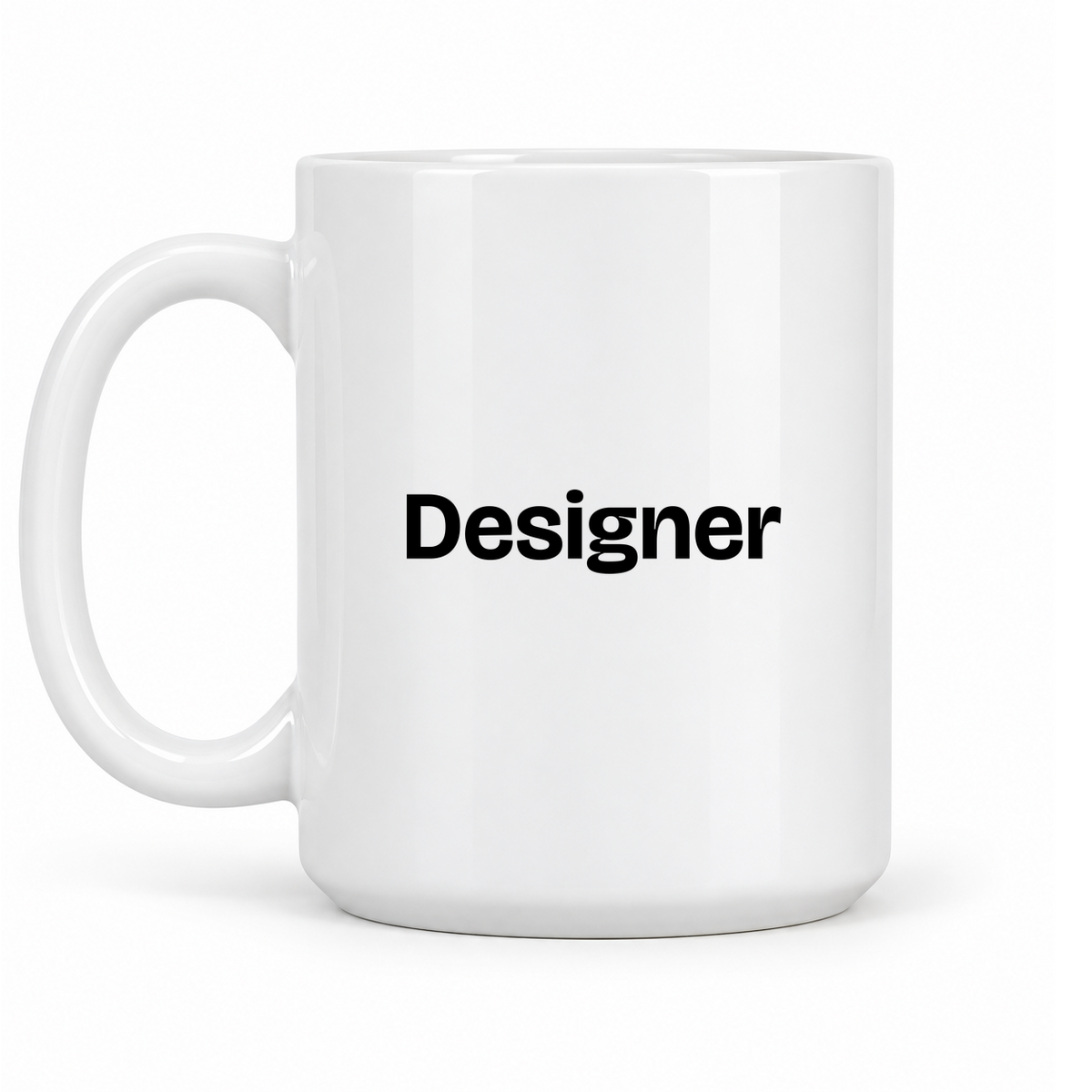 Designer Mug in white with handle left