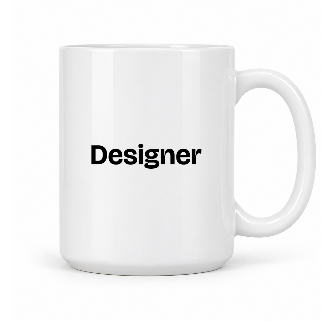 Designer Mug in white with handle right