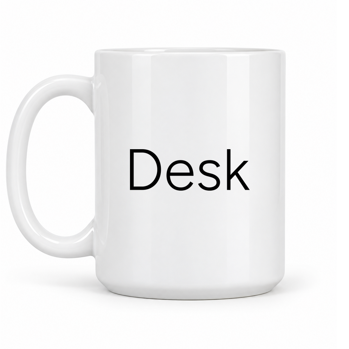 Desk Mug in white with handle left