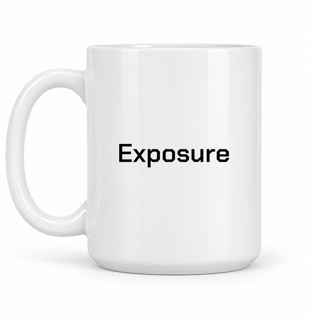 Exposure Mug in white with handle left