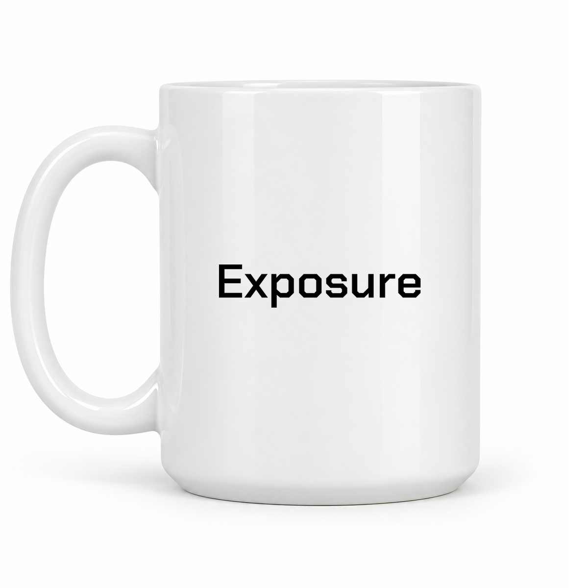 Exposure Mug in white with handle left