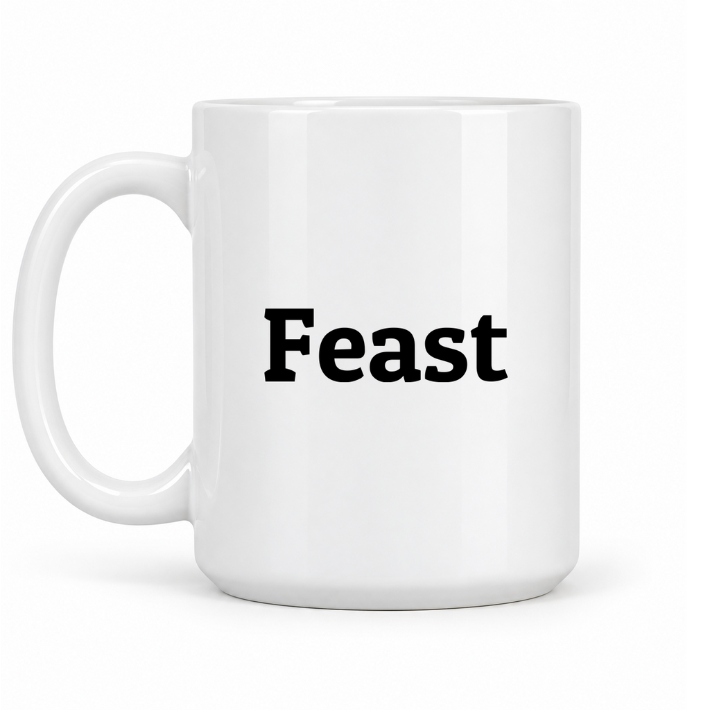 Feast Mug in white with handle left