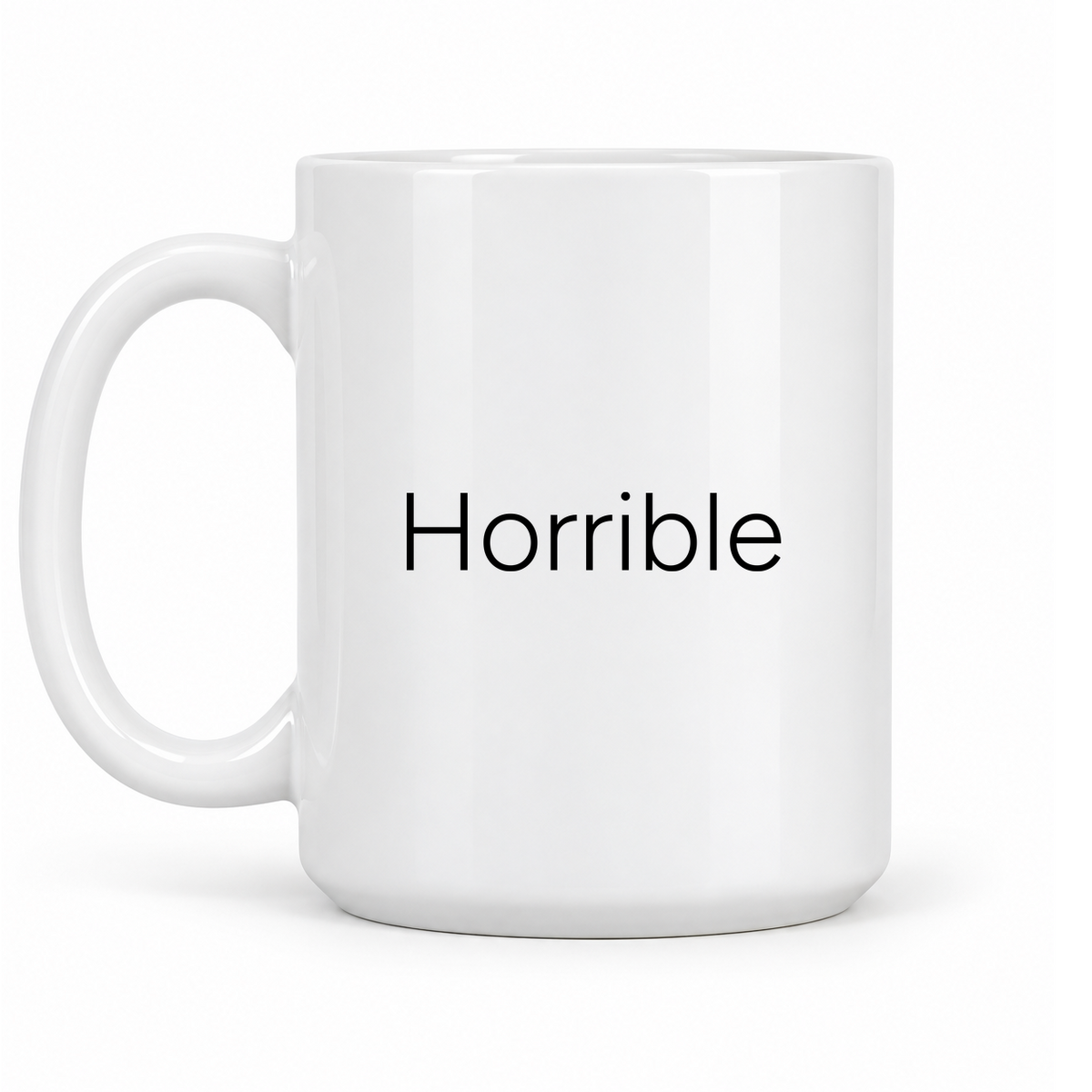 Horrible Mug in white with handle left