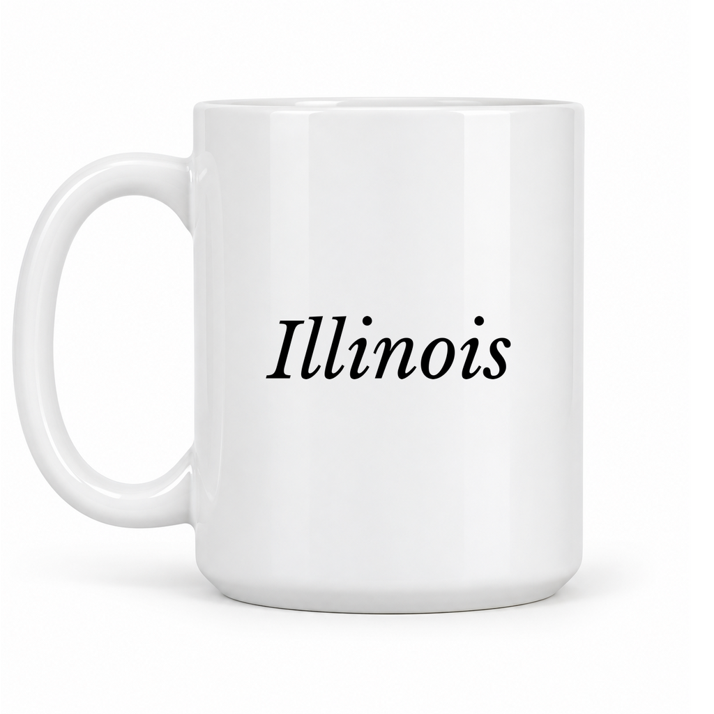 Illinois Mug in white with handle left