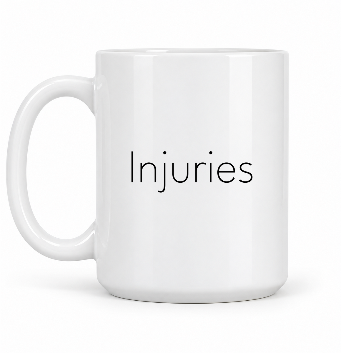 Injuries Mug in white with handle left
