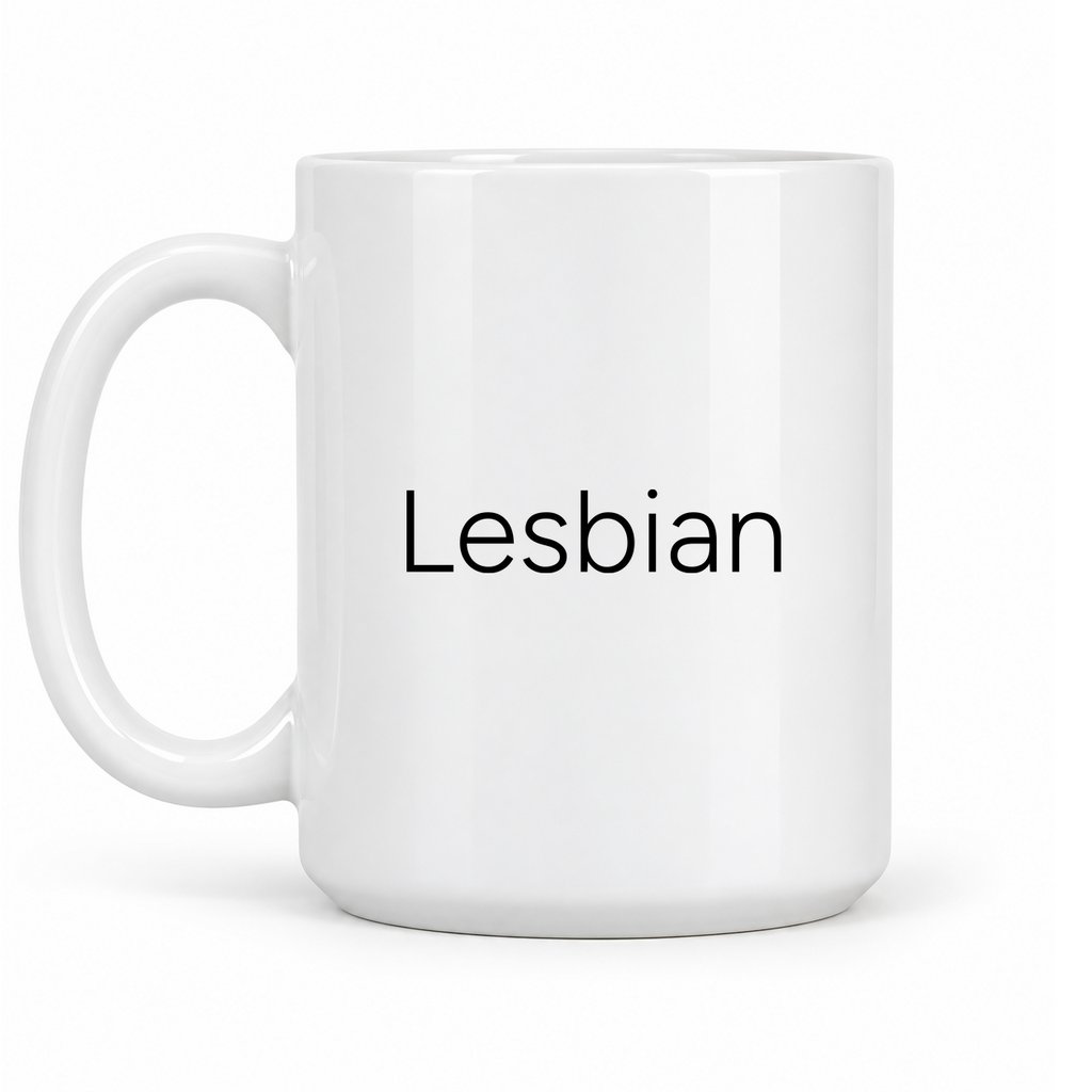 Lesbian Mug in white with handle left