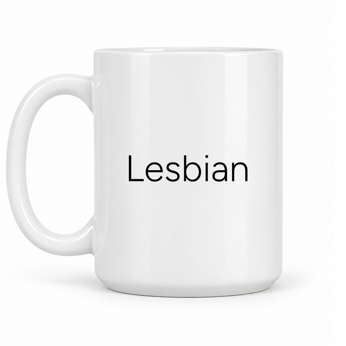 Lesbian Mug in white with handle left