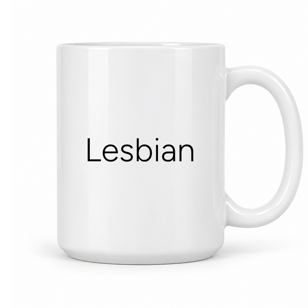 Lesbian Mug in white with handle right