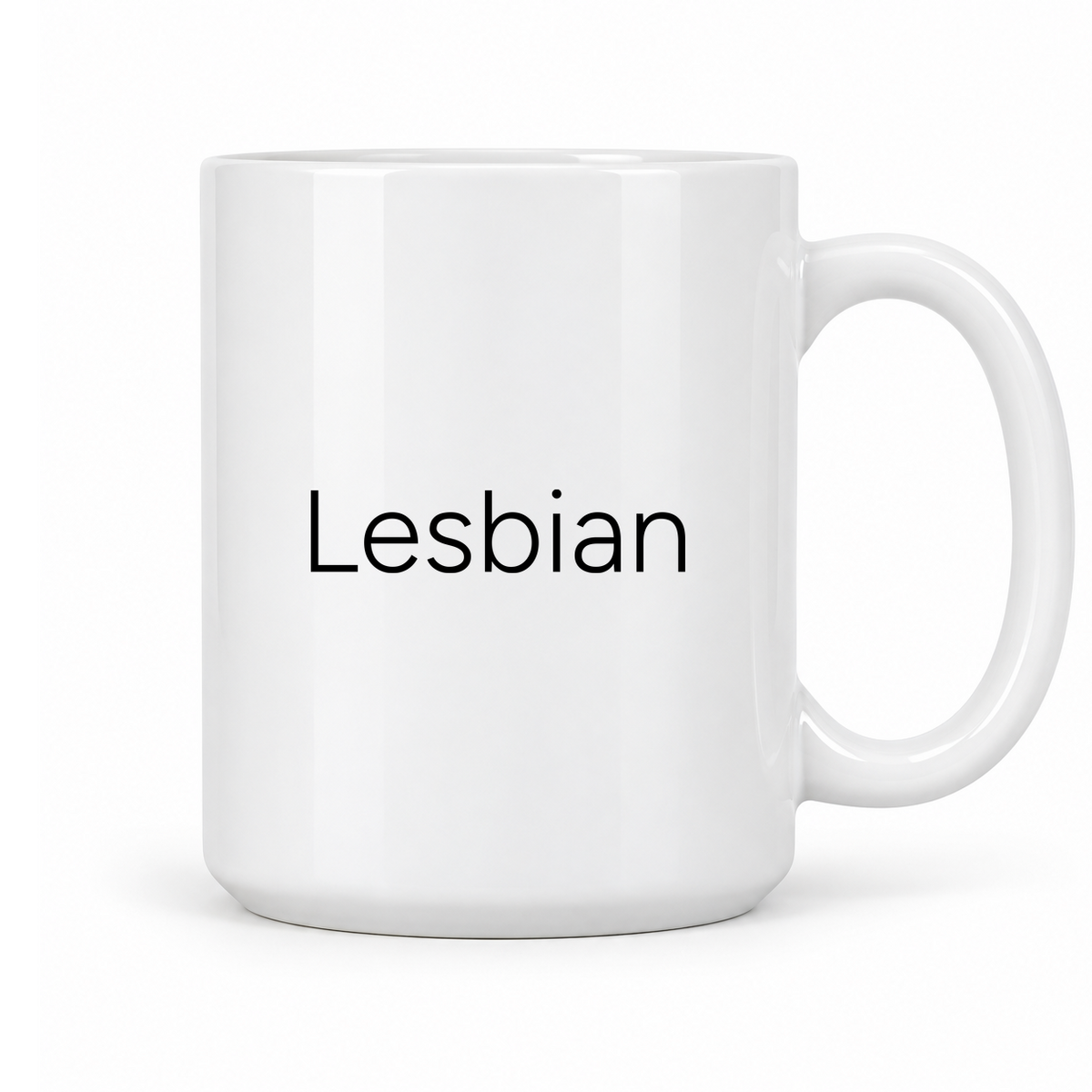 Lesbian Mug in white with handle right