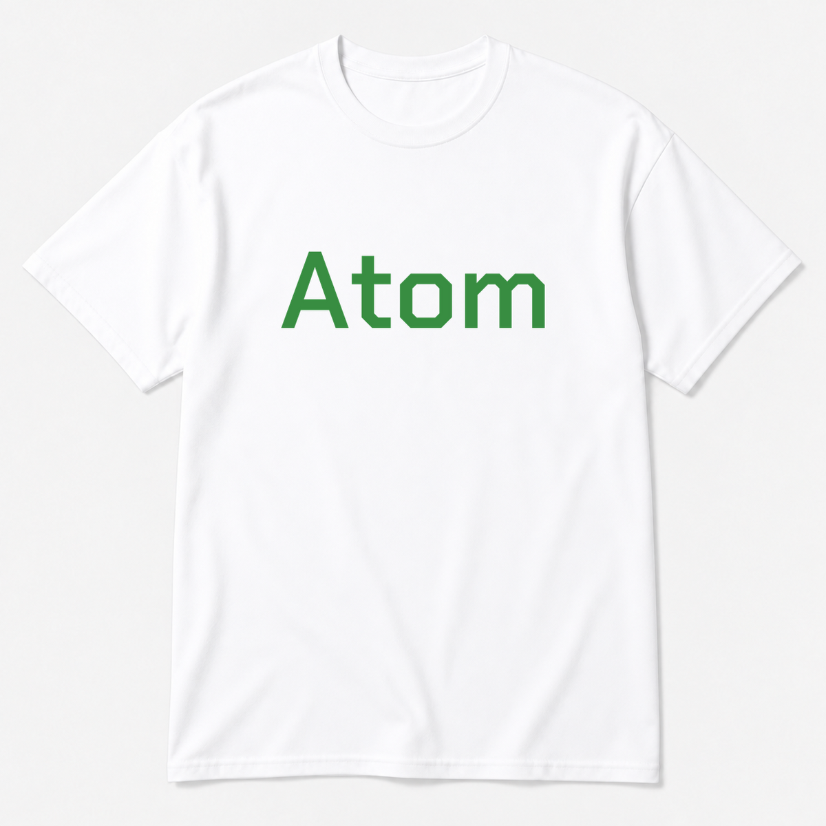 Atom T-Shirt in white with green text