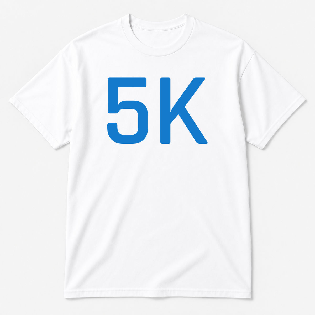 5K T-Shirt in white with blue text