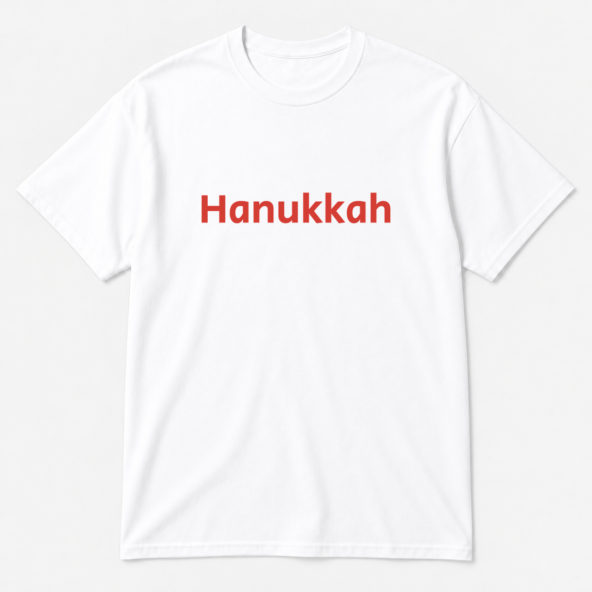 Hanukkah T-Shirt in white with red text