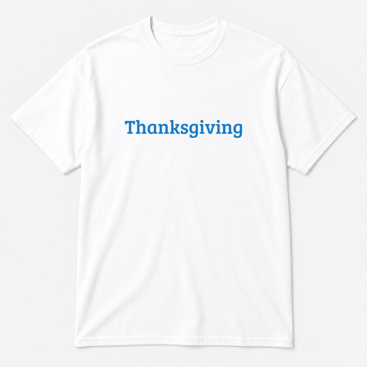 Thanksgiving T-Shirt in white with blue text