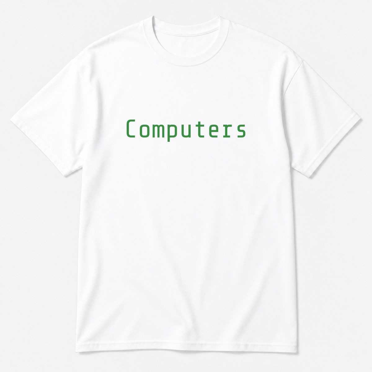 Computers T-Shirt in white with green text