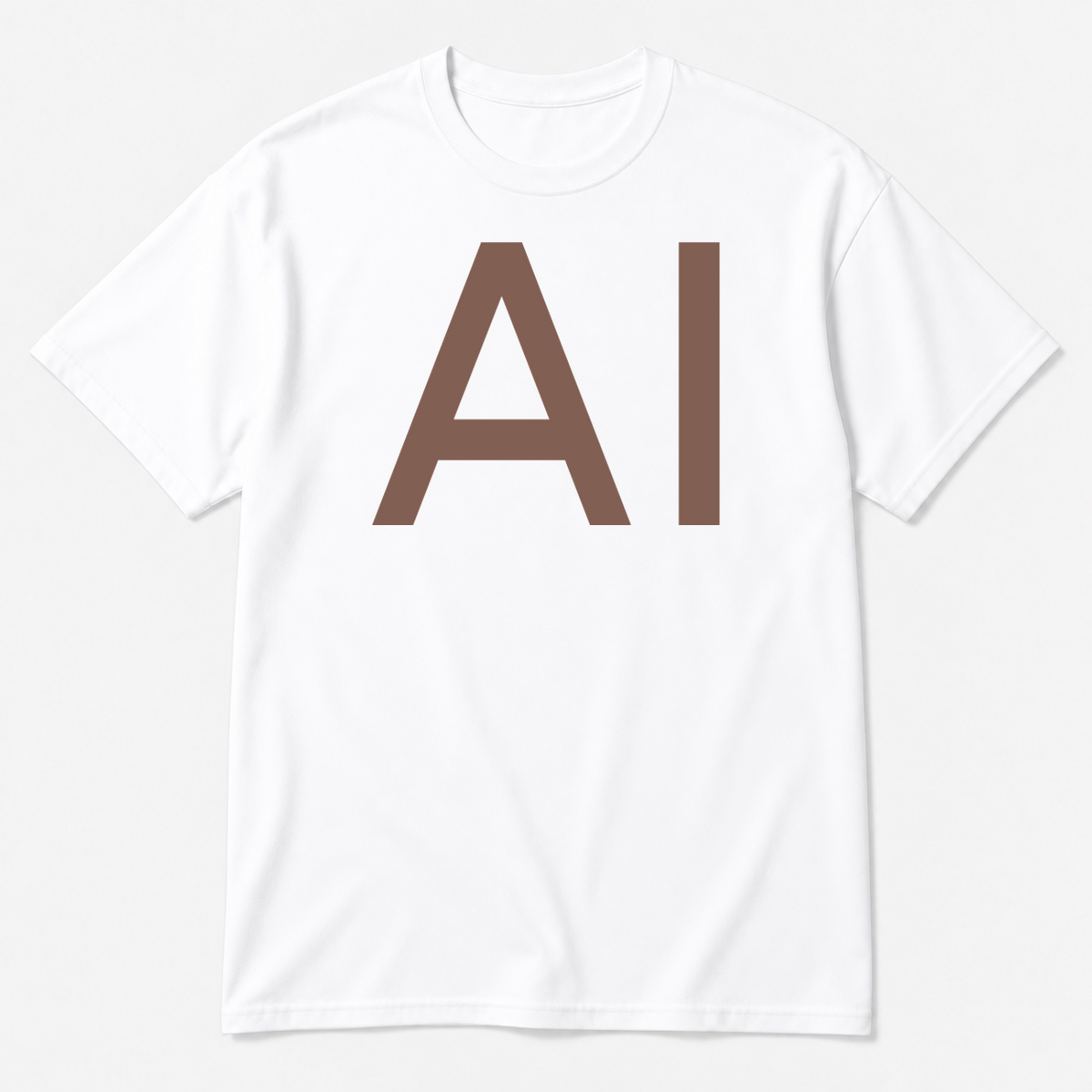 AI T-Shirt in white with brown text