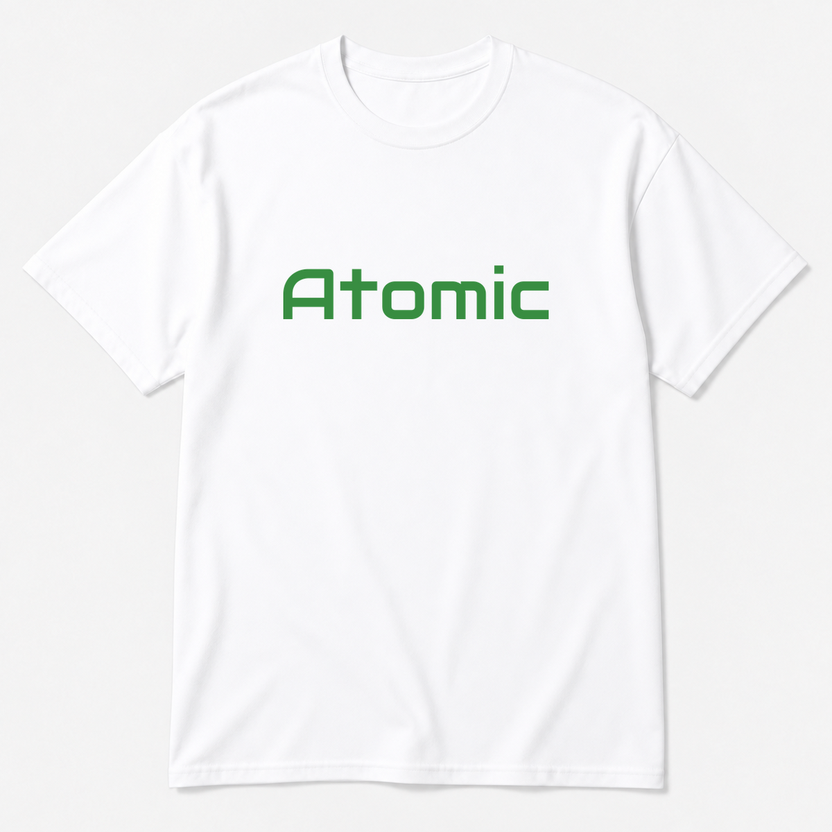Atomic T-Shirt in white with green text