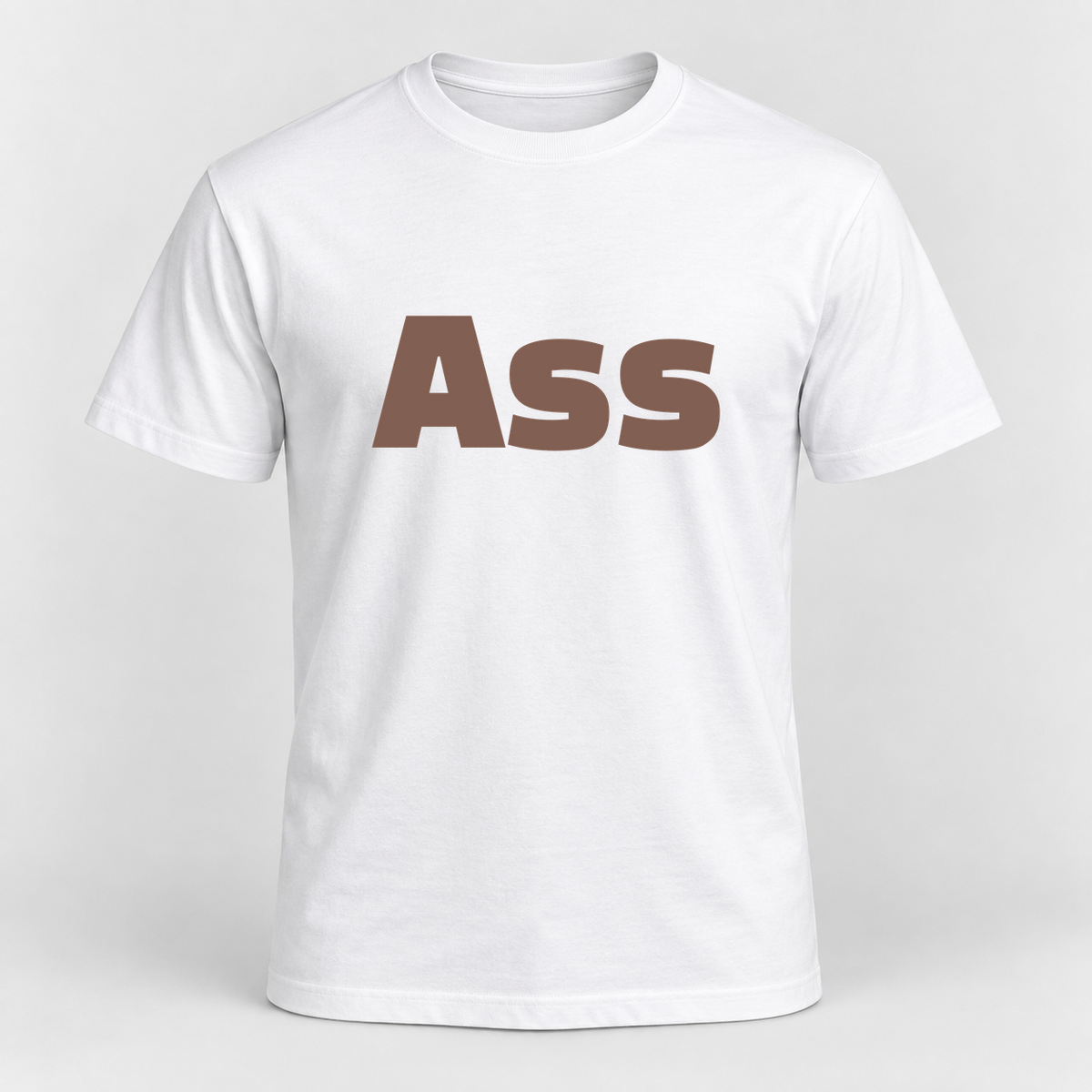 Ass T-Shirt in white with brown text