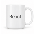 React Mug in white with handle right