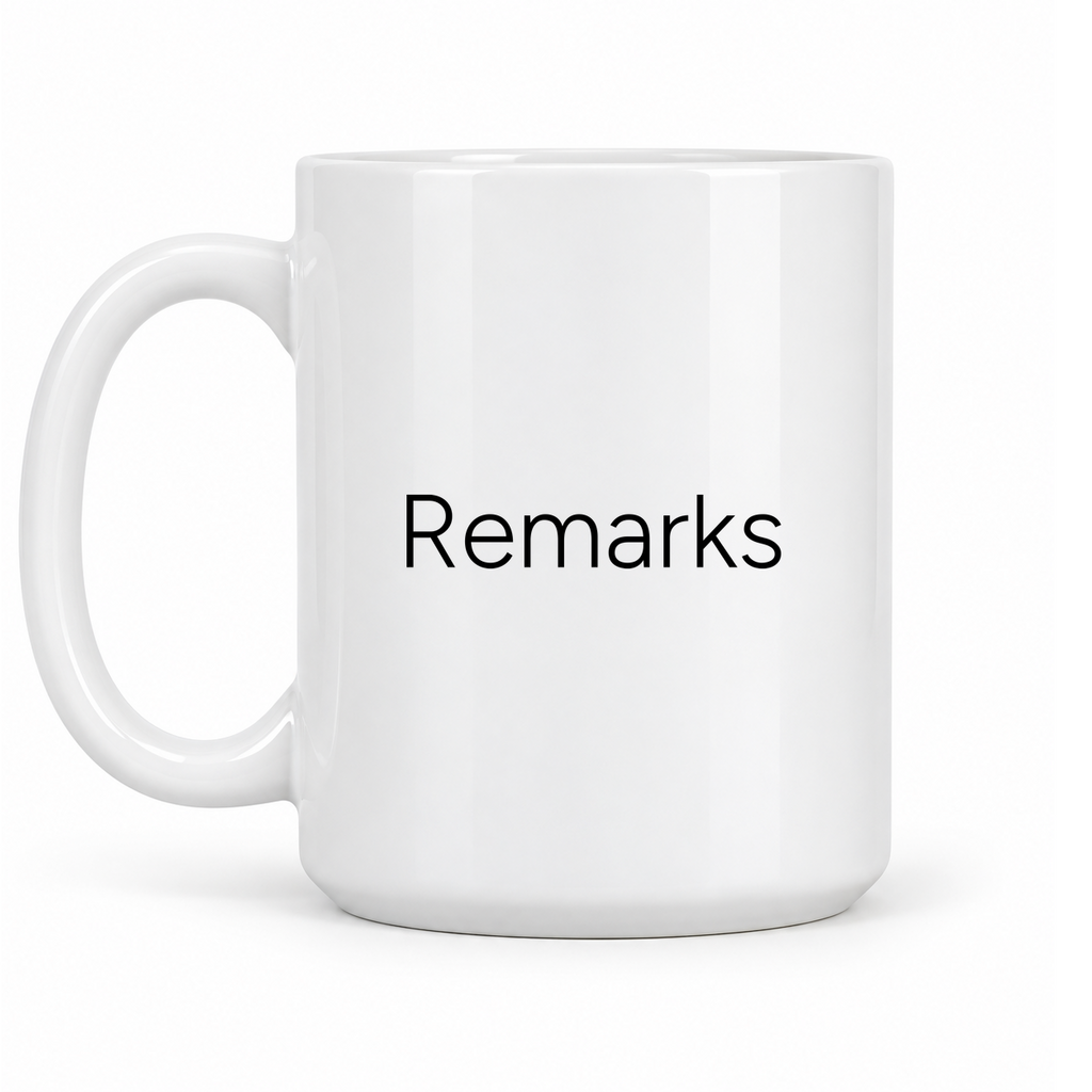 Remarks Mug in white with handle left