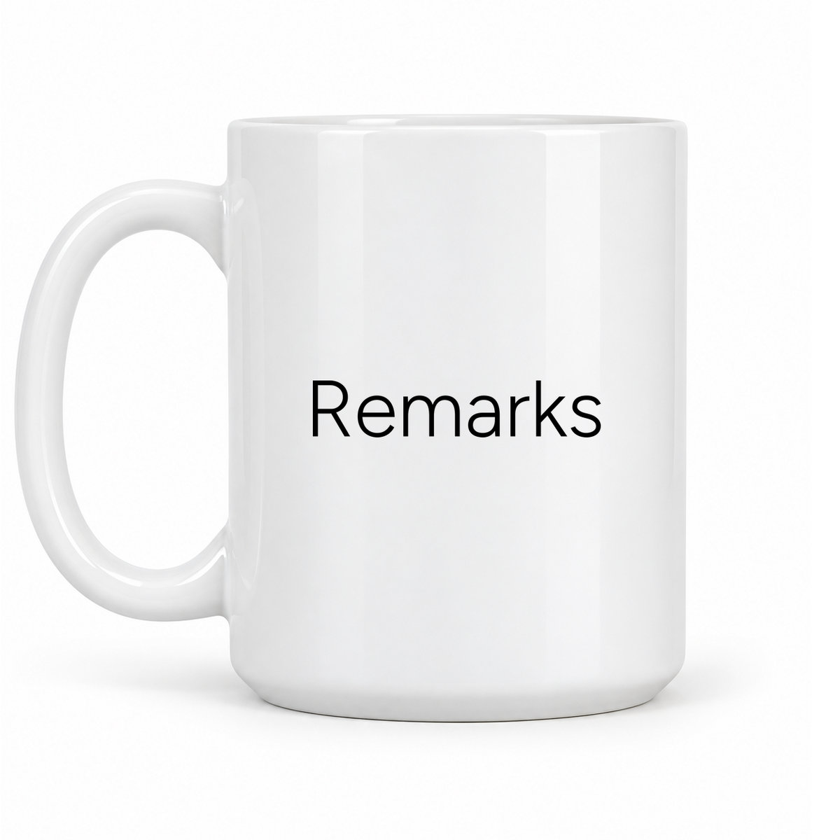 Remarks Mug in white with handle left