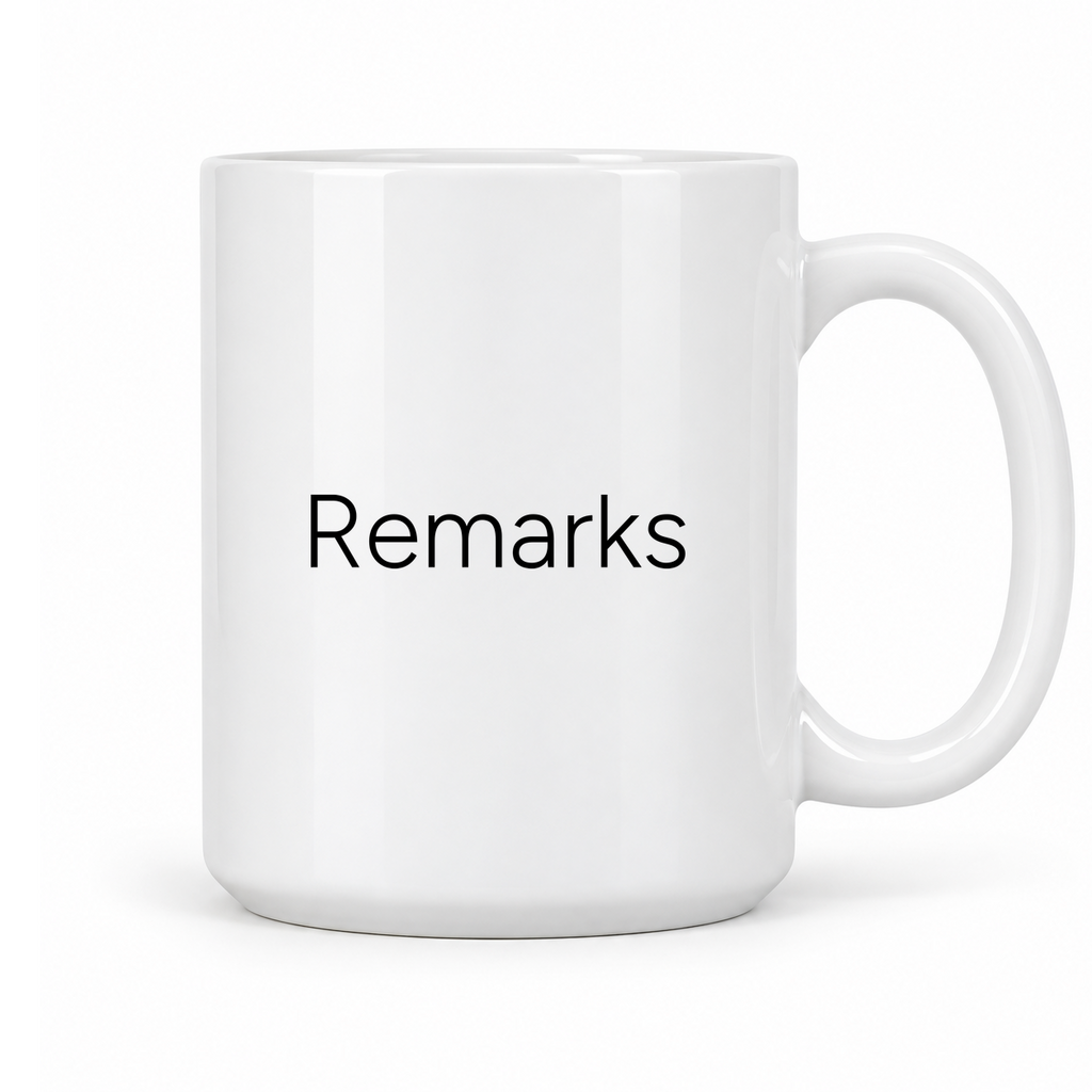 Remarks Mug in white with handle right