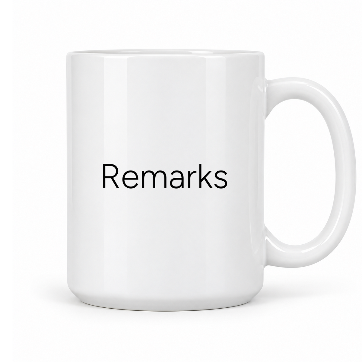 Remarks Mug in white with handle right