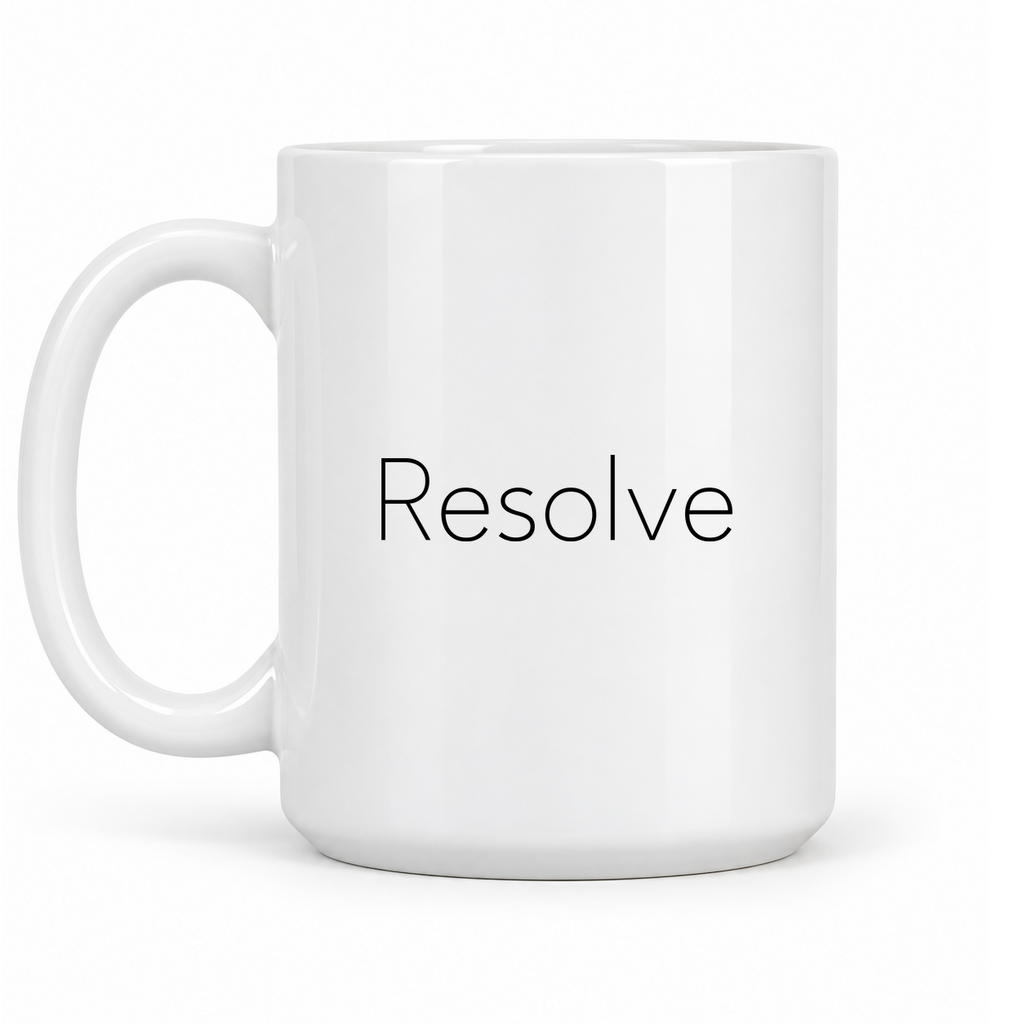Resolve Mug in white with handle left