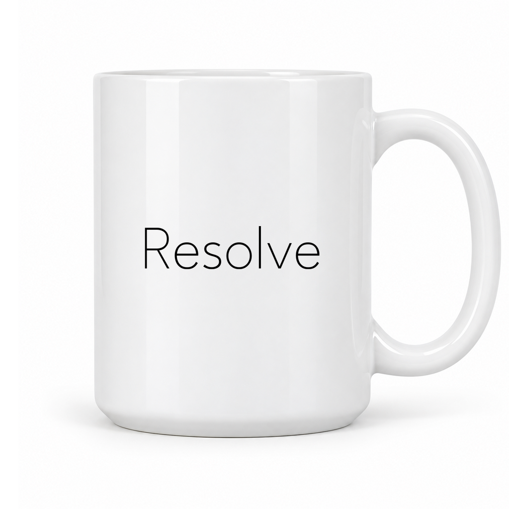 Resolve Mug in white with handle right