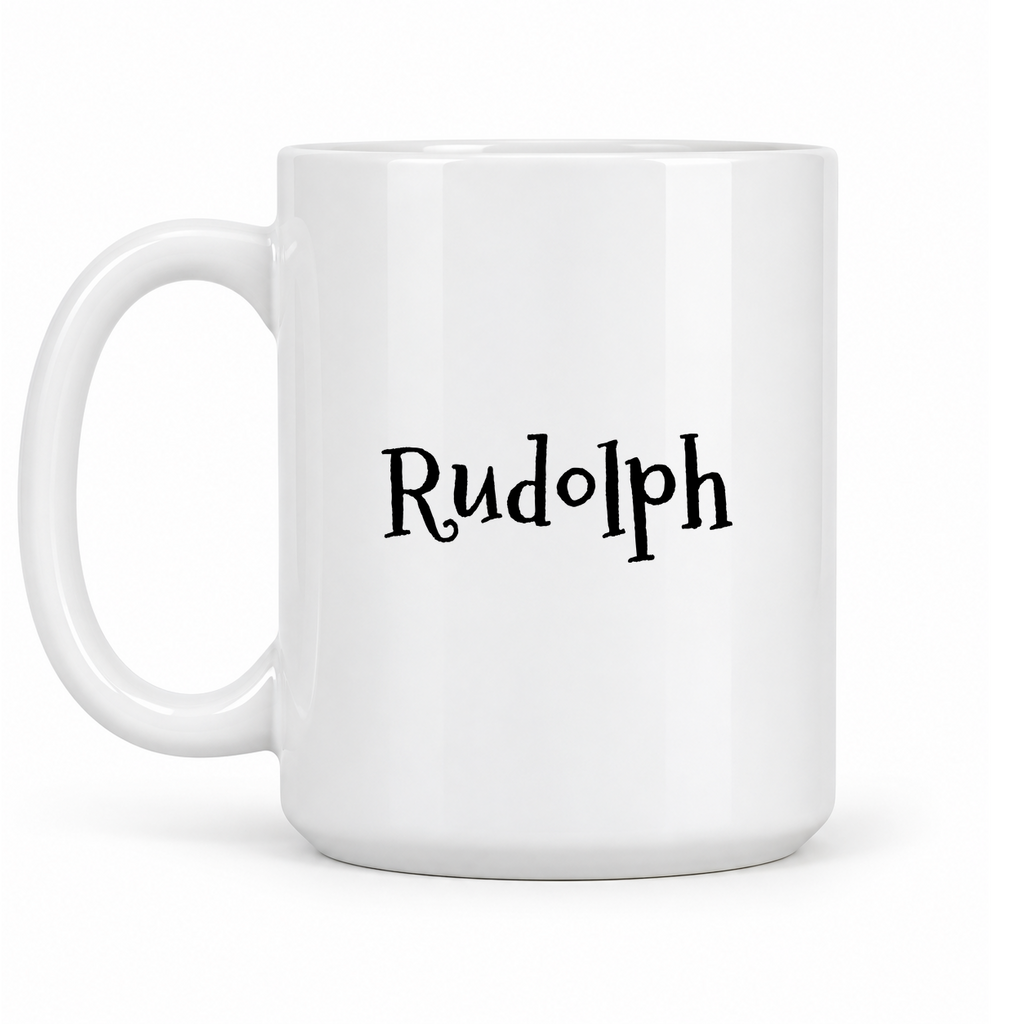 Rudolph Mug in white with handle left