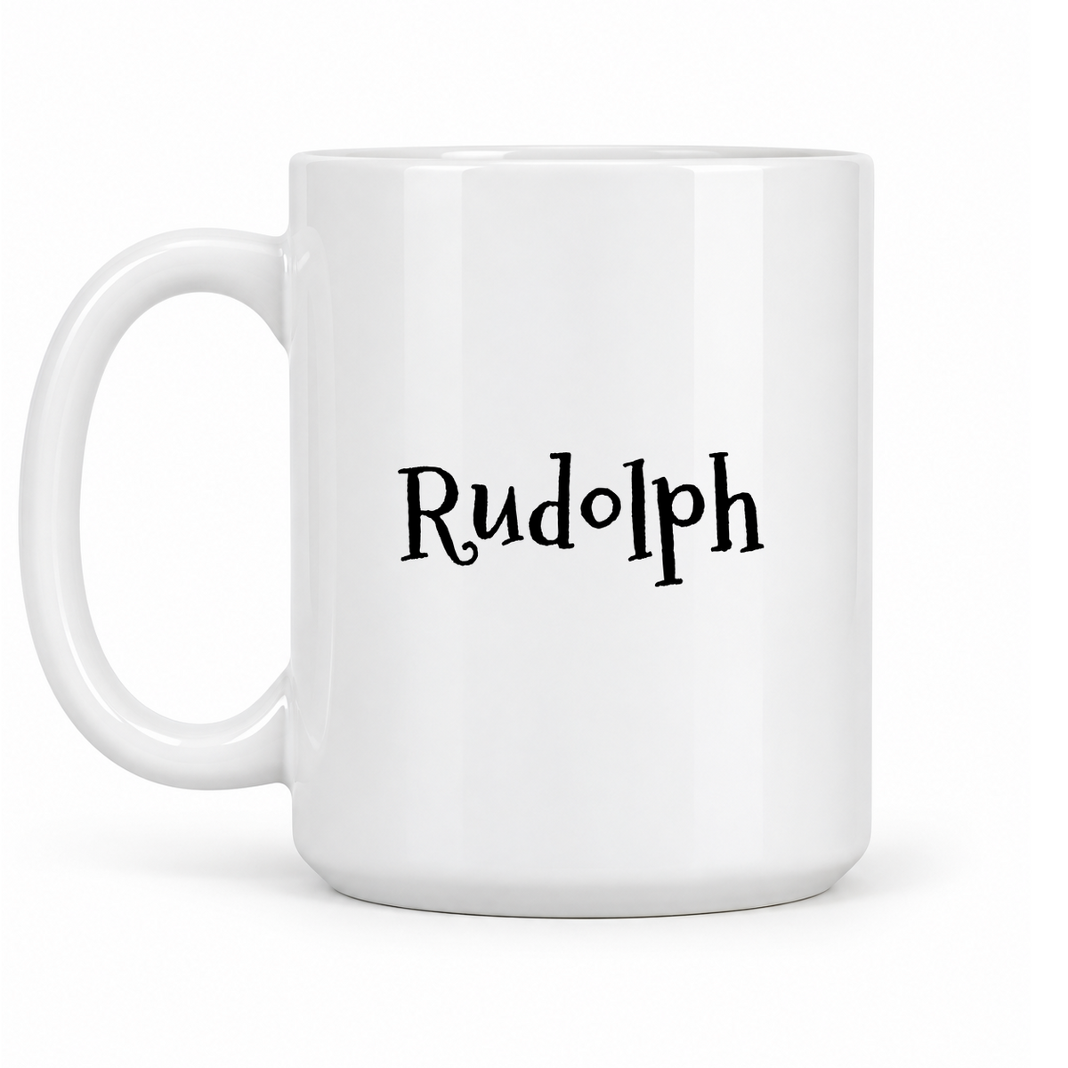 Rudolph Mug in white with handle left