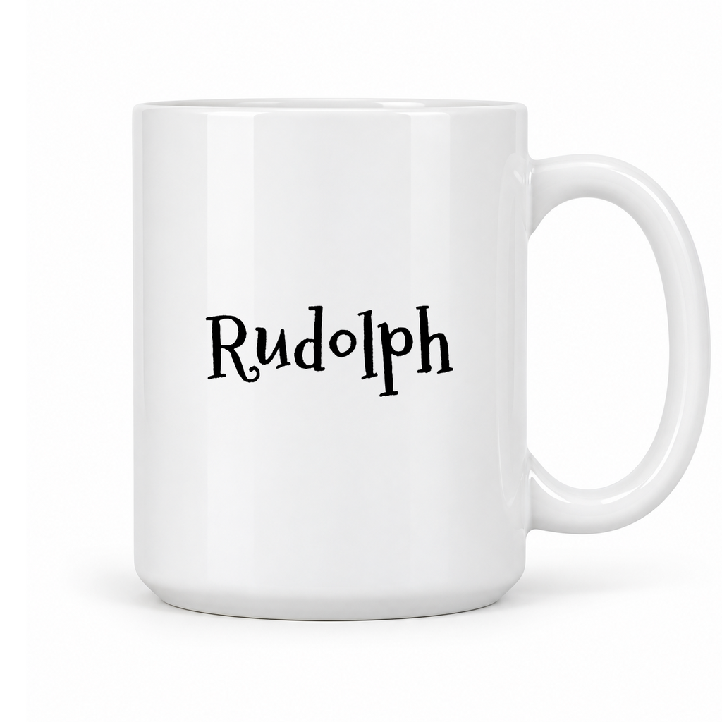 Rudolph Mug in white with handle right