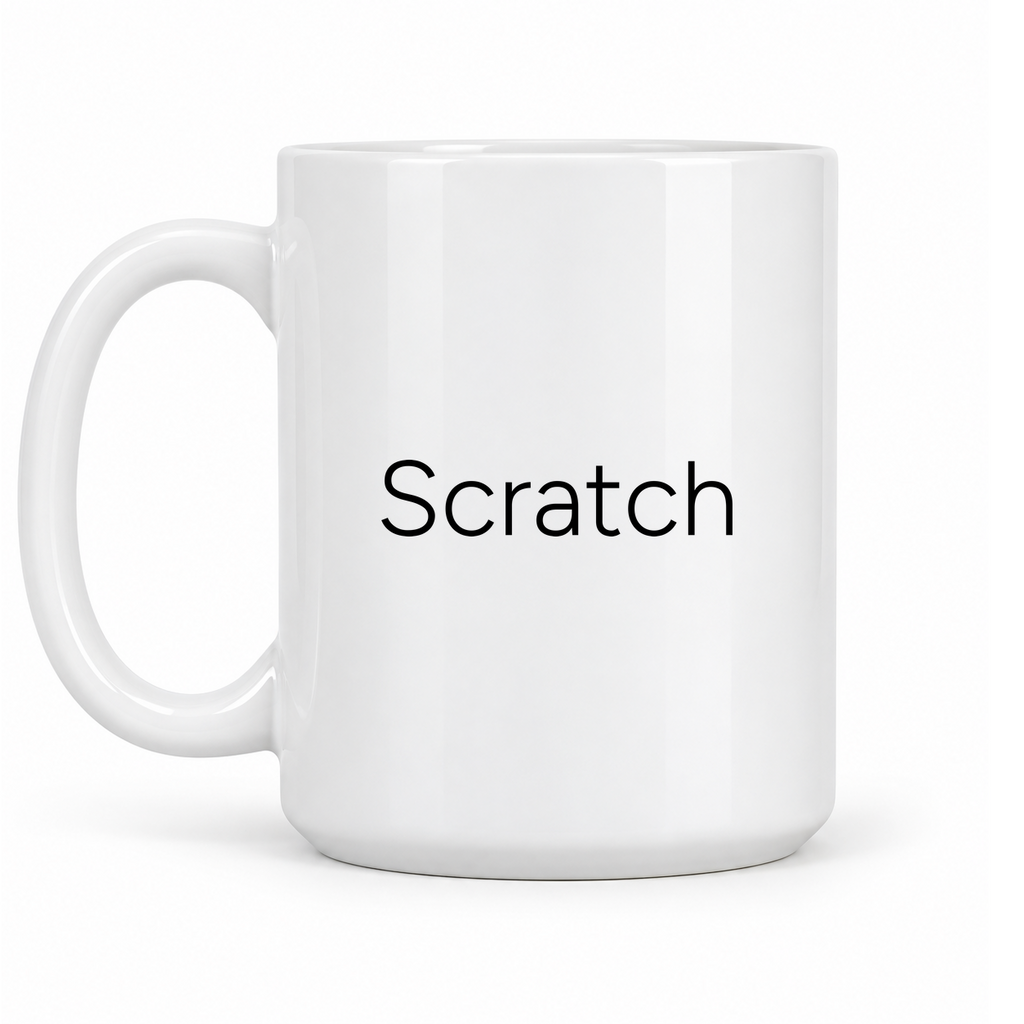 Scratch Mug in white with handle left