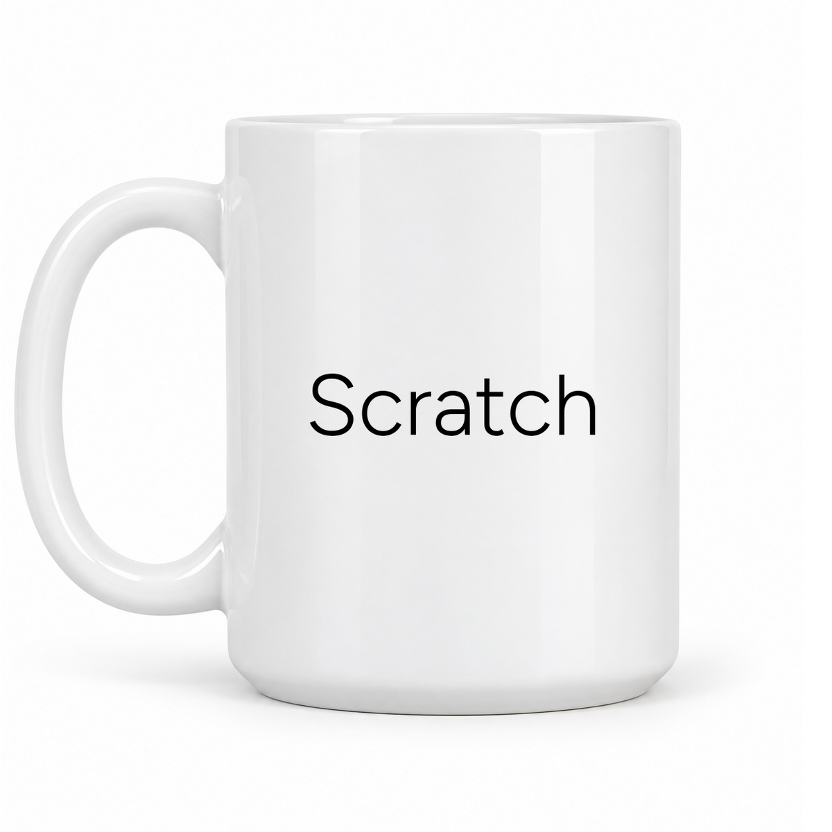 Scratch Mug in white with handle left