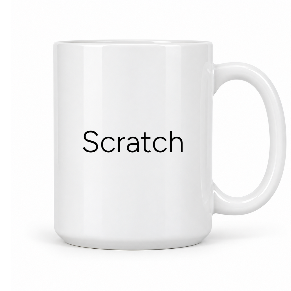 Scratch Mug in white with handle right