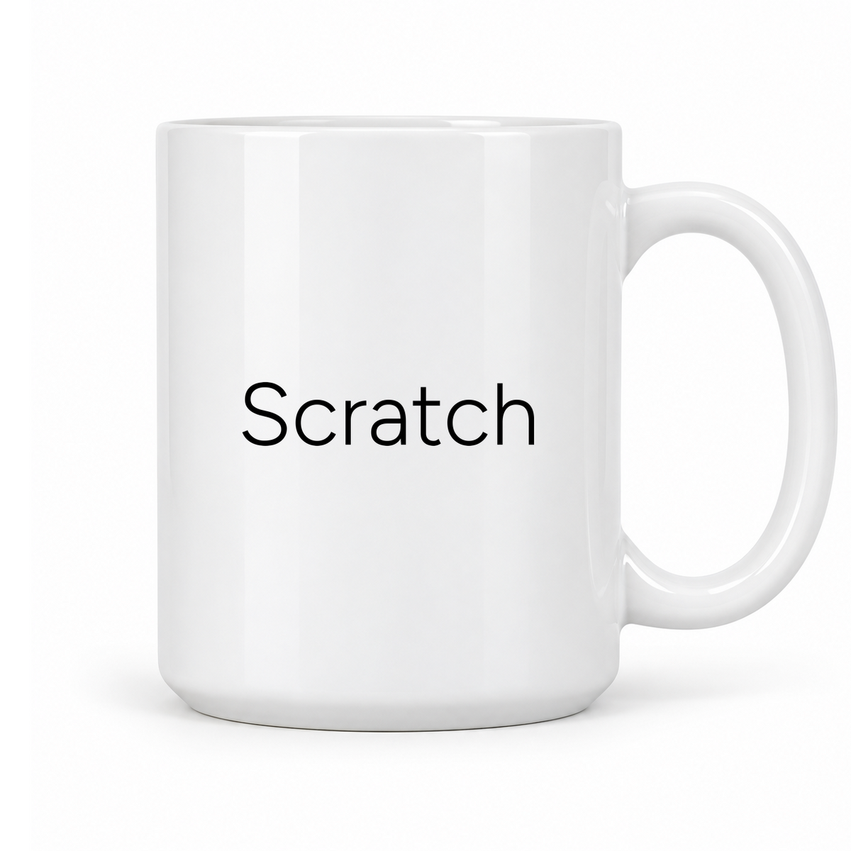 Scratch Mug in white with handle right