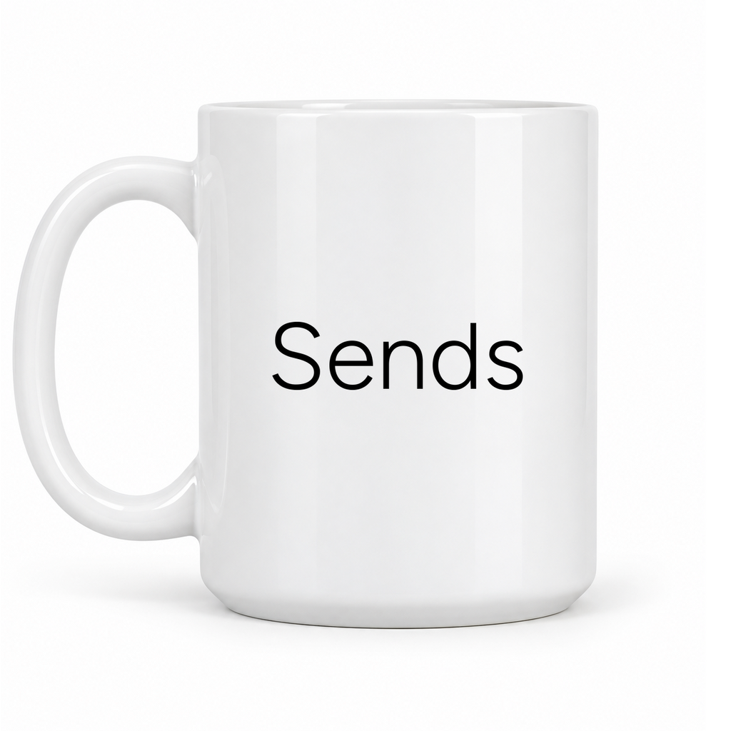 Sends Mug in white with handle left
