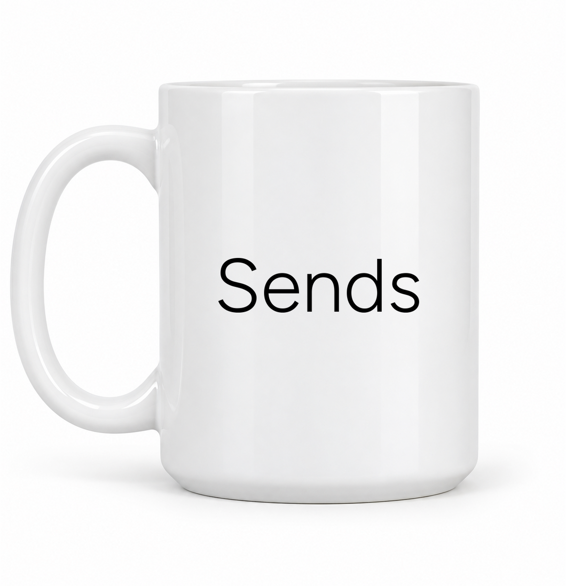 Sends Mug in white with handle left
