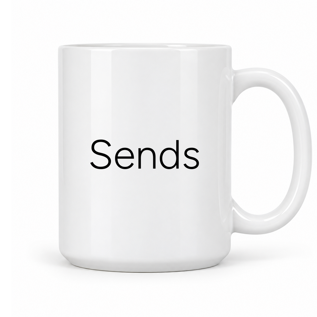 Sends Mug in white with handle right