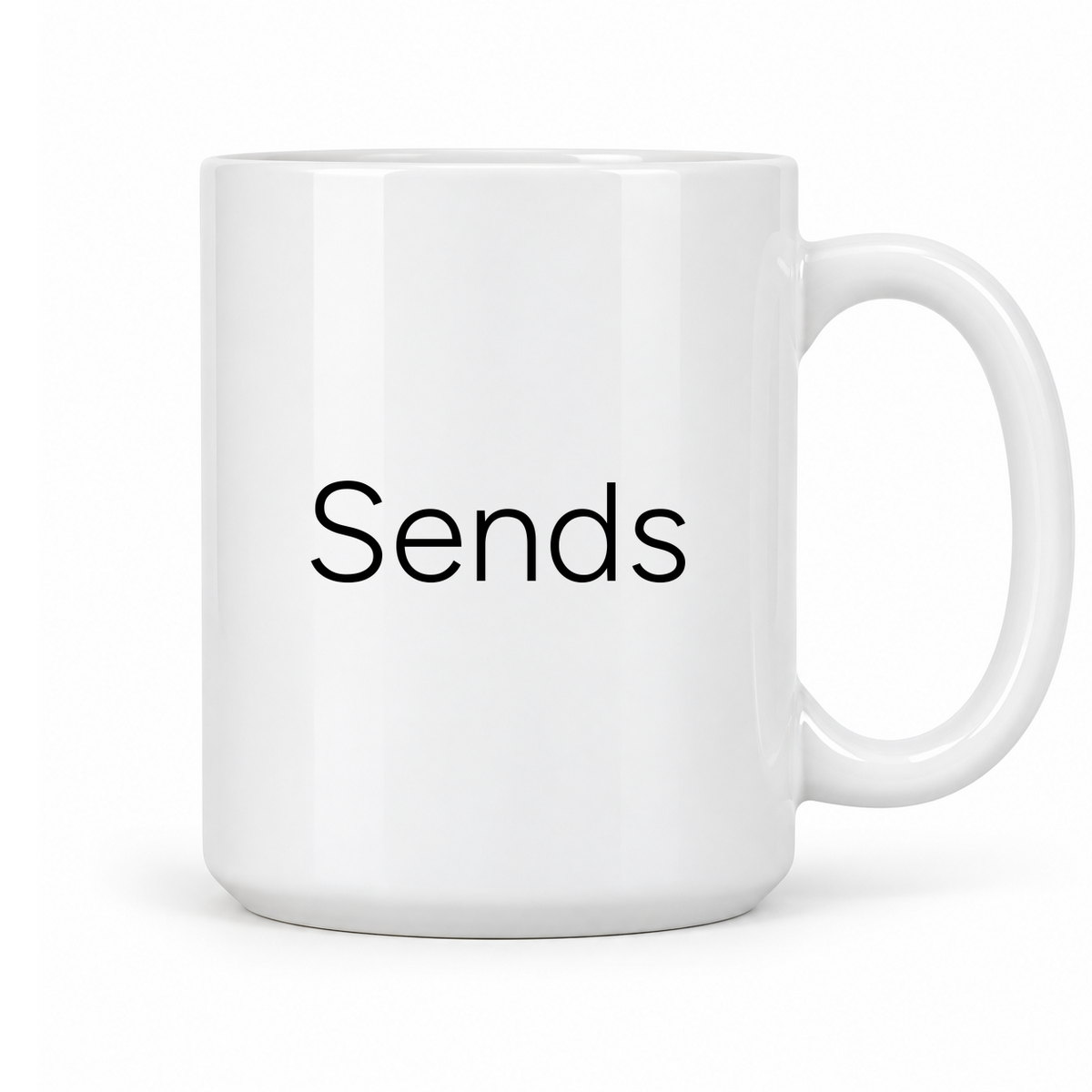 Sends Mug in white with handle right