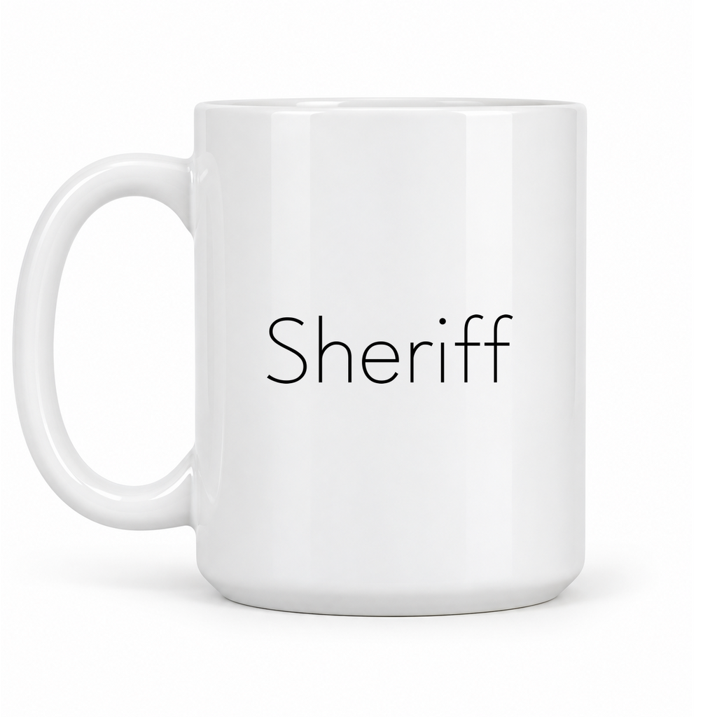 Sheriff Mug in white with handle left